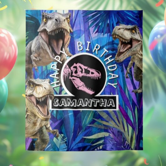 ピンクローアリングTレックス背景 タペストリー