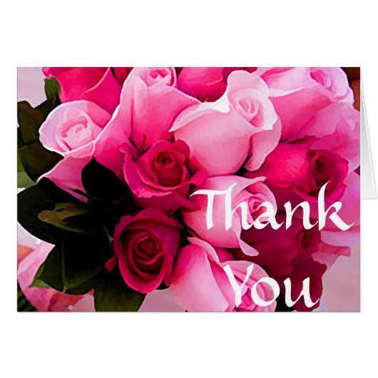 ピンクローズありがとうノートまたはノートカードテンプレート (正面横)