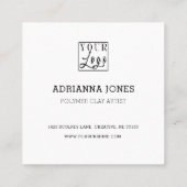 ピンクローズありがとうロゴ スクエア名刺 (裏面)