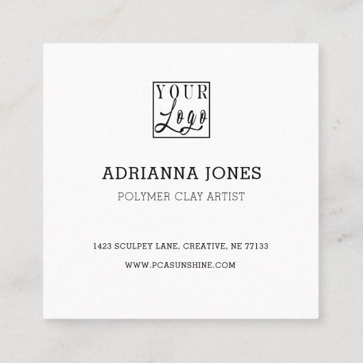 ピンクローズありがとうロゴ スクエア名刺 (裏面)