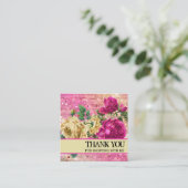 ピンクローズありがとうロゴ スクエア名刺 (スタンド正面)