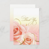 ピンクローズありがとう誕生日パーティーカード サンキューカード (正面/裏面)