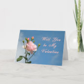 ピンクローズかわいらし付きバレンタインデー シーズンカード (正面)