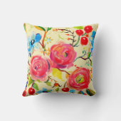 ピンクローズとさくらんぼイエローカスタマイズ クッション (裏面)