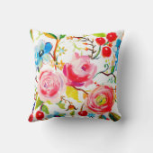 ピンクローズとさくらんぼホワイト クッション (裏面)