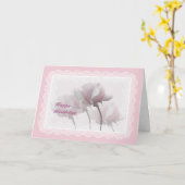 ピンクローズとデジタルレース誕生日カード カード (黄色い花)