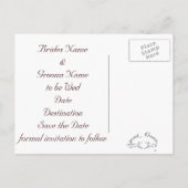 ピンクローズとパール日付の保存デザイン 案内ポストカード (裏面)