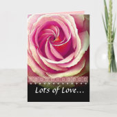 ピンクローズとレース誕生日付きNIECEトリム カード (正面)