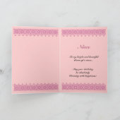 ピンクローズとレース誕生日付きNIECEトリム カード (内部)