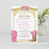 ピンクローズと金ゴールドフローラブートチャロキンセアニェラ 招待状 (スタンド正面)