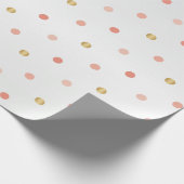 ピンクローズと金ゴールド水玉模様 ラッピングペーパー (角)