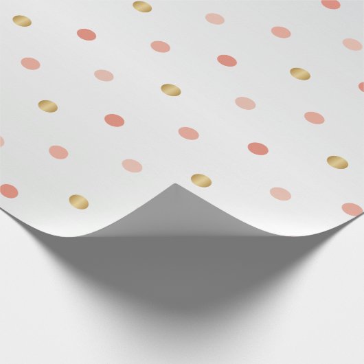ピンクローズと金ゴールド水玉模様 ラッピングペーパー (角)