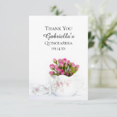 ピンクローズのティーポットキンセアニェラサンキュー サンキューカード (スタンド正面)