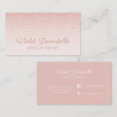 ピンクローズの金ゴールドグリッターが任意のジョブにカスタマイズ可能 名刺 (正面/裏面)