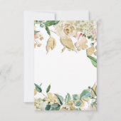 ピンクローズアイボリークリーミー金ゴールドフローラ結婚バラ 招待状 (裏面)