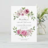 ピンクローズアジサイフローラアーチブライダルシャワー 招待状 (スタンド正面)