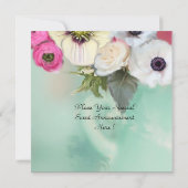 ピンクローズアネモネ花とカップケーキ誕生日 招待状 (裏面)