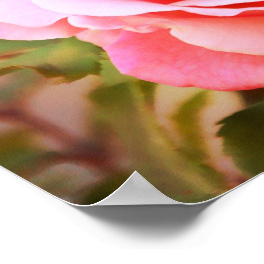 ピンクローズアンティークスタイル写真アートプリント ポスター (角)