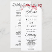 ピンクローズアンドグリーングリーナリー結婚式 プログラム (正面/裏面)