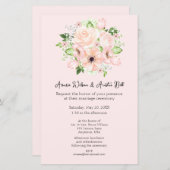 ピンクローズアンドバッド結婚式招待状 (正面/裏面)