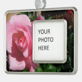 ピンクローズアンドバドガーデンフローラ シルバープレートフレームオーナメント (左)