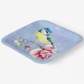 ピンクローズアンドバード紙プレート ペーパープレート (傾斜あり)