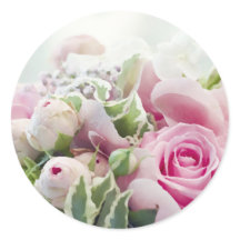 ピンクローズアンドピーニーバッドエレガント封筒用シール