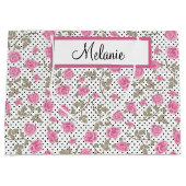 ピンクローズアンドブラック水玉模様 ラージペーパーバッグ (正面)