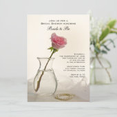 ピンクローズアンドホワイトパールブライダルシャワー招待状 招待状 (スタンド正面)