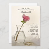 ピンクローズアンドホワイトパールブライダルシャワー招待状 招待状 (正面/裏面)