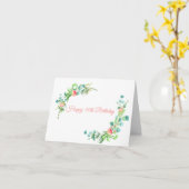 ピンクローズアンドユーカリプトゥスマイルストン誕生日 カード (黄色い花)