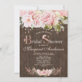 ピンクローズアンドライツウッドブライダルシャワー 招待状 (正面)