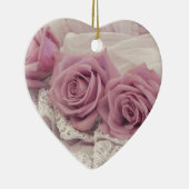 ピンクローズアンドレーススチルライフオーナメント セラミックオーナメント (右)