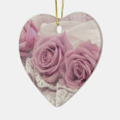 ピンクローズアンドレーススチルライフオーナメント セラミックオーナメント (左)