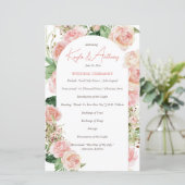 ピンクローズアーチ赤面ピンクフローラ結婚式プログラム (スタンド正面)