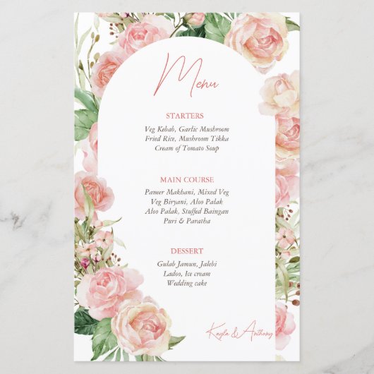 ピンクローズアーチ赤面ピンク結婚フローラのメニュー (正面)