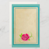 ピンクローズイラストレーション 便箋 (正面/裏面)