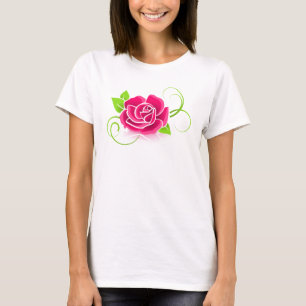 ピンクローズイラストレーション Tシャツ