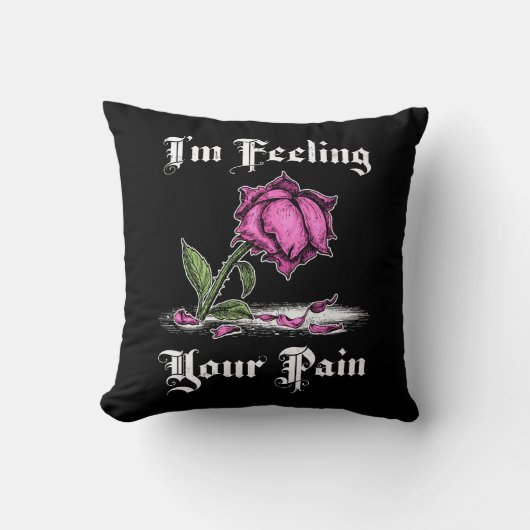 ピンクローズインディースペントホワイト文字 クッション (正面)