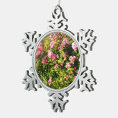 ピンクローズイン開花 スノーフレークピューターオーナメント (右)