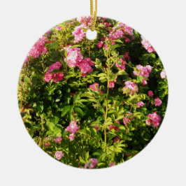 ピンクローズイン開花 セラミックオーナメント