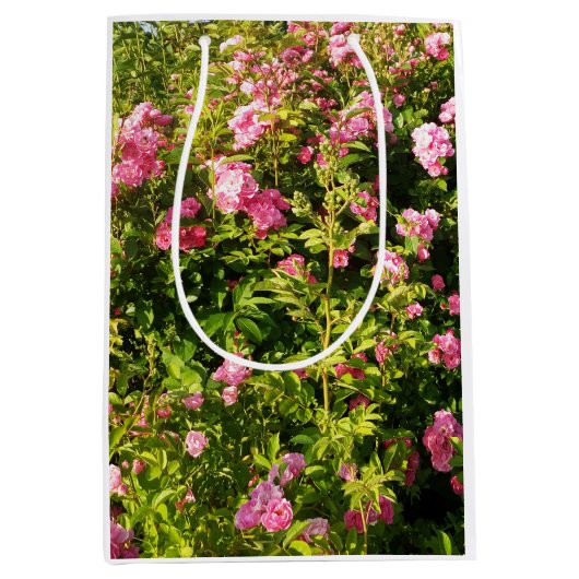 ピンクローズイン開花 ミディアムペーパーバッグ (正面)