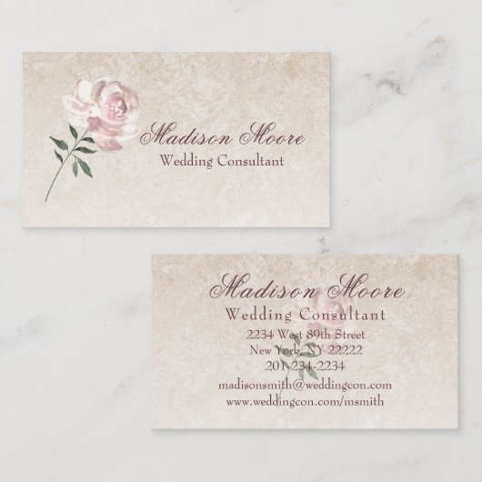 ピンクローズイン開花 名刺 (正面/裏面)