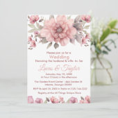 ピンクローズウィズグリーンリー結婚式招待状 招待状 (スタンド正面)