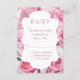 ピンクローズウェディングRSVPカード 出欠カード