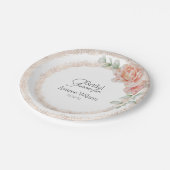 ピンクローズウォーターカラーとグリッターブライダルシャワー ペーパープレート (アングル)