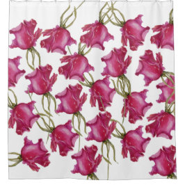 ピンクローズウォーターカラーアートハンド絵を描ル シャワーカーテン