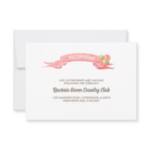 ピンクローズウォーターカラーウェディングレセプションカード