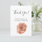 ピンクローズウォーターカラーサンキューカード サンキューカード (スタンド正面)