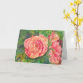 ピンクローズウォーターカラーフラワーズハッピーバースデー カード (黄色い花)